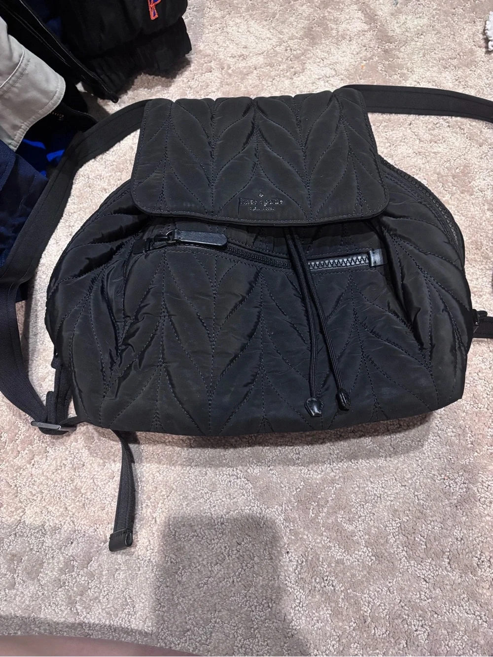 kate spade Quilted Black Drawstring Backpack